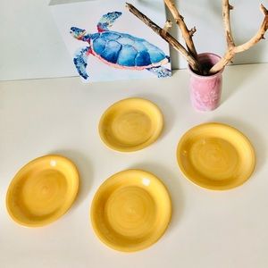 ⭐️ Set 4 Citrus Grove Swirl Pattern Mustard Yellow Plates